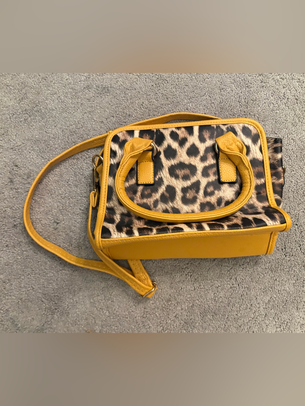 Yellow Leopard Print Crossbody Bag